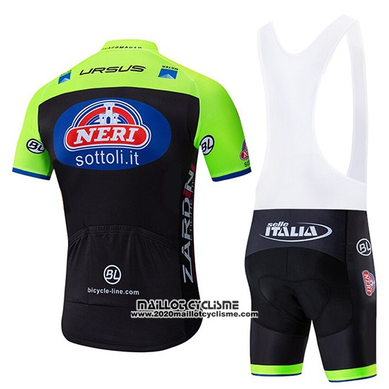 2019 Maillot Ciclismo Neri Italie Vert Noir Manches Courtes et Cuissard